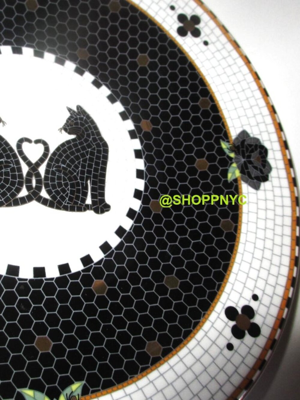 Anthropologie Halloween Cats Dessert Plate 24k gold-decaled glazed stoneware NEW - Picture 6 of 9